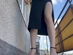 Giantess Smoking Outdoors in Skirts Not Panty