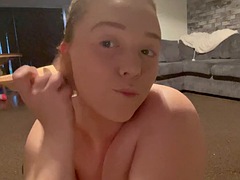 Topless Teen applying her Make-up