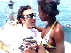 a sinful amateur ebony chick gets her drenched pussy fucked on the beach by white lover