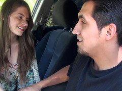 Incroyable, Sucer une bite, Brunette brune, Voiture, Chatte