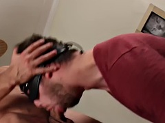 Masked man, str8, sucked deep by gay in amateur blowjob, video