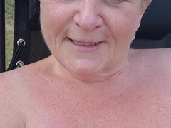 Getting those gorgeous tits out in the sunshine, while sitting in my garden writing my next blog for Adultwork!