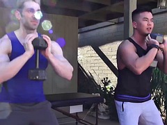 Naughty Asian jock sucked a big cock and pounded with a gay muscle