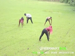 Two Sharp guys fucked two fitness instructors (foursome) at the sports stadium while on fitness workout.