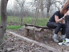 Public sex and blowjob in the woods - extreme teen sex