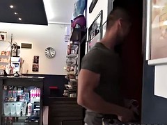 angelo godshack wanking his big fat pole in the sex shop