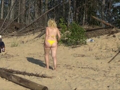 White - Yellow - Red and Blue Bikini in Beach