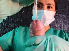 Edging and Sounding by Sadistic Nurse with Latex Gloves (dominafire)