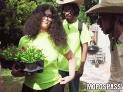 Schwarz, Blasen, Vollbusig, Hundestellung, Schwarz, Brille, Interrassisch, Öffentlich