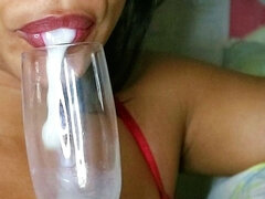 Deep Throat and Tongue in the Balls. I Drank Cum From the Glass Cup. Big Load of Cum.