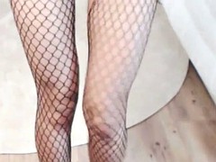 asian big tits camgirl in sexy fishnet pantyhose