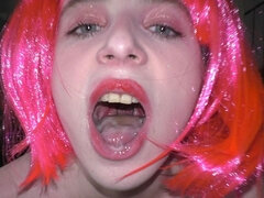 Hot Cum in Mouth (pink Haired Girlfriend Blowjob)