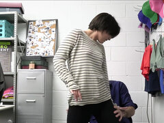 Coulisses, Bureau, Police, Cheveux courts, Se déshabiller, Grande, Adolescente, Nénés