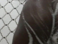 18 jaar, Afrikaans, Amerikaans, Zwart, Vriendin, Naakt, Douche, Mager