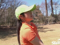 Asian teenagers play a game of strip golf