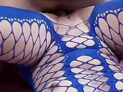 Blonde MILF Anastasia in Blue Lingerie Fucked by Big Hairy Guy