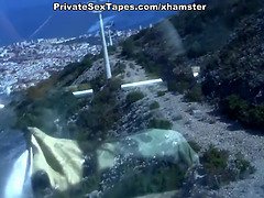 My girlfriend slut does BJ in a cable car scene 3