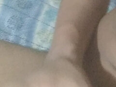 Straight guy mastrubating with big black tool