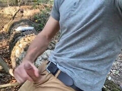 Jacking off My Big Cock in the Woods, in Outdoor, Talking Too