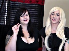 2 nice-looking young and fresh dommes humiliate tiny purple pole loser SPH