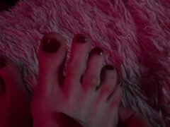 Pretty Long Feet with Red Painted Toenails
