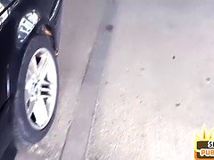 Cam Angel takes a hardcore pounding in public parking by a lucky sex date