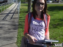 아마추어, 흑갈색 머리, 버스, 사정 샷, Hd, 타는, 면도된, 학생