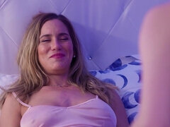 A blonde and a brunette are licking and fooling around