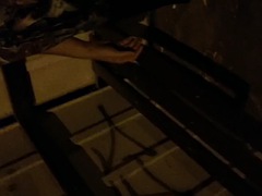 Risky at night on the street naked masturbates and walks