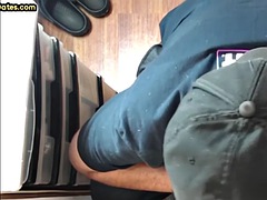 Gaydaddy sucks cock in glory hole at home until cum in mouth