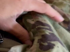 Just an Army Soldier Rubbing His Cock Through His Ocps Military Uniform