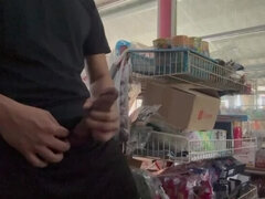 Thai Guy Jerks Off & Cums in Public Shop - Big Cock Solo Action