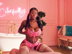 Tattooed Kinky Ebony Mystique with Huge Black Tits