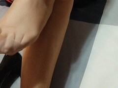 Stockings Chair Black Heels Feet