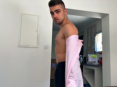 Sean Cody - Stud Tony Gray unbuttons his shirt to show off his sexy muscles before jerking off