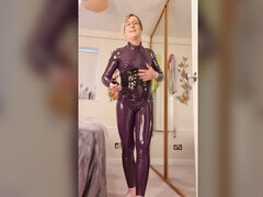 Essex Girl Lisa Dressing up in My Latex Catsuit