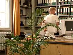 Anja in the office ft. Anja Juliette Laval: Blowjob, Anal  Blonde Porn