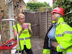 Two MILF Builders Have Lesbian Kitchen Sex