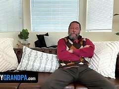 Step-granddad caught spying on Chloe Temple's bathroom sexcapade - Chloe Temple's tight pussy gets licked and spanked by her step-