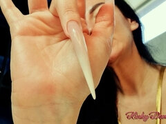 Milky White Stiletto Nails JOI