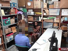An ebony babe refuses to give the name of her accomplice in stealing some items from the store