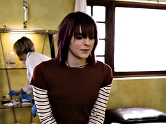 Transgenders fuck a mature busty nurse with a big ass in a threesome