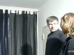 Horny MILF gets fucked by the old real estate agent while looking at the apartment