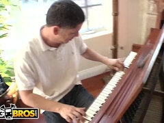 Melody Nakai gets her big tits and curvy black body pounded hard by Blasian invasion!