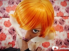 POV of hot cosplay girl sucking dick