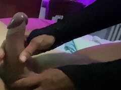 Night Time Handjob with Soft Ballbusting: She Massages Cock and Balls