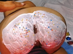 oops REAL surprise ANAL-Big ass DECORATED WITH cake