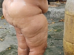 My Stepson Spies on Me While I Bathe in the Yard.