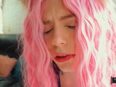 Pink-haired sexy teen breathtaking xxx video
