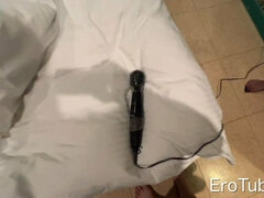 Uncensored Japanese beauty masochist slave training blindfolded muzzle net tights slender electric massager rotor SM bon